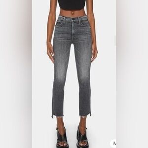 Mother women’s jeans size 27 the insider crop step fray gray black